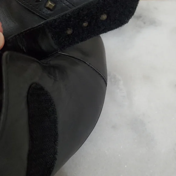 Mephisto Black Leather Round Toe Chunky Heel Velcro Strap Women's Shoe 5 1/2 8 - Picture 14 of 15